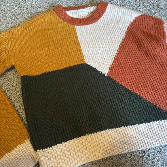 Colorblock Sweater - Mustard, Green, Rust, and Cream - Picture 2 of 4